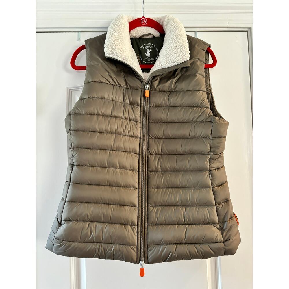 Save the Duck Puffer Fleece Lined Green Vest Size 2/M